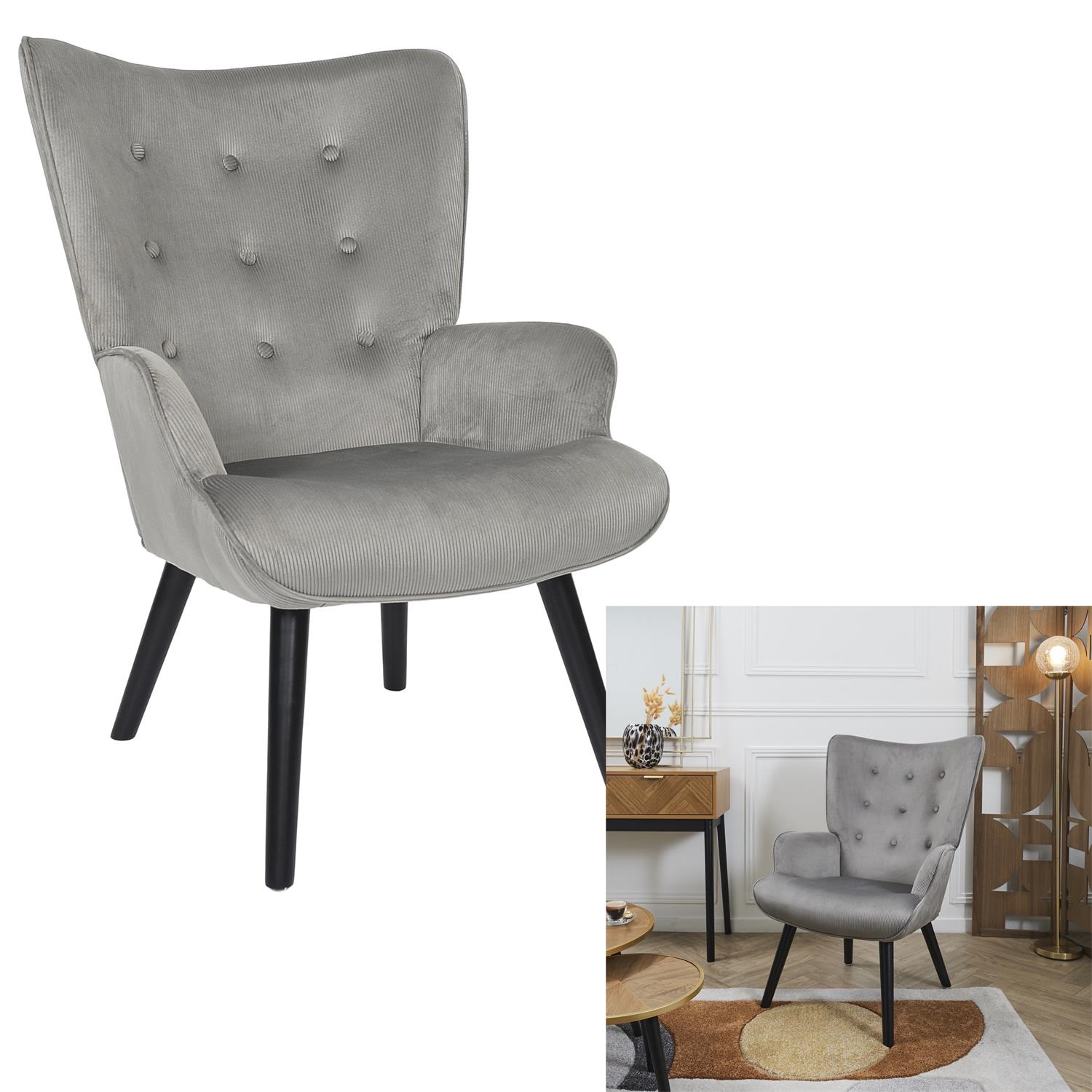 Fotel uszak Gulia szary sztruks - obrazek 3