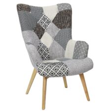 Fotel uszak Helsinki szary patchwork