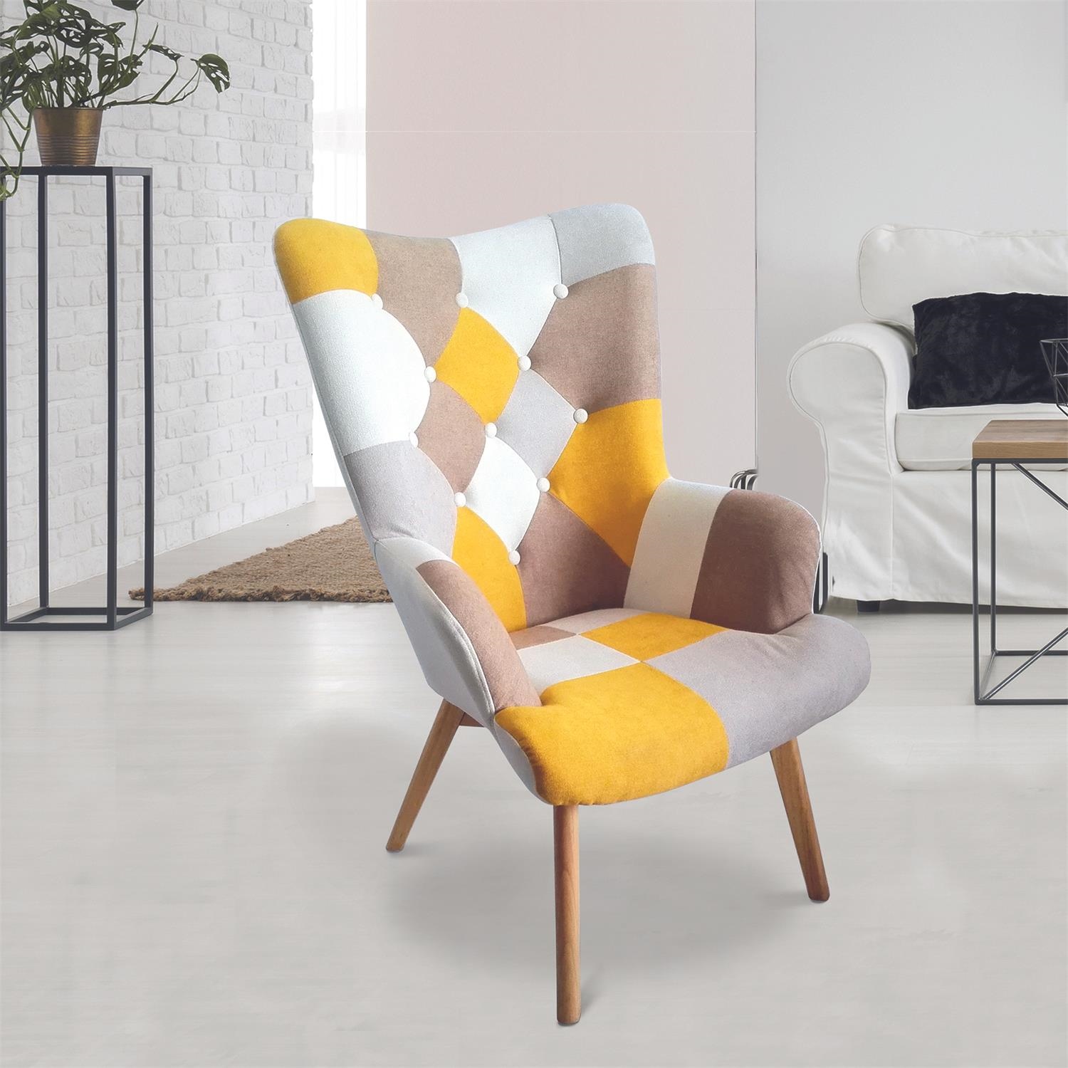 Fotel uszak Helsinki żółty patchwork - obrazek 5