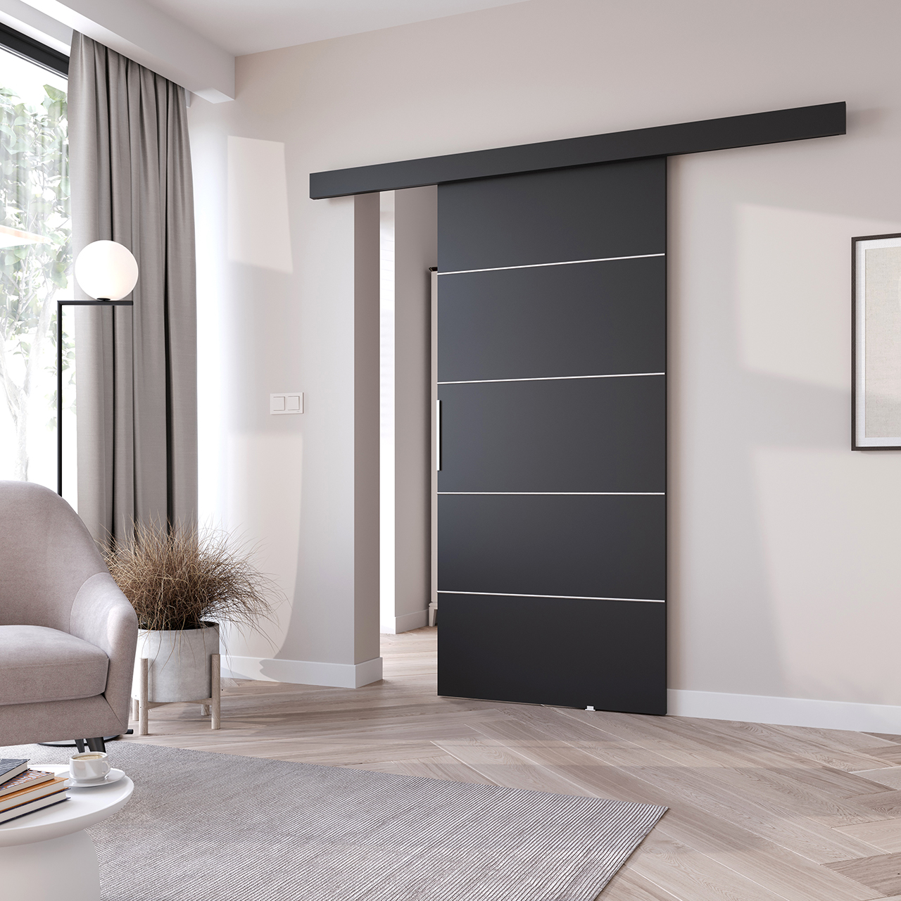 Drzwi przesuwne BARN 80 czarne - obrazek 3