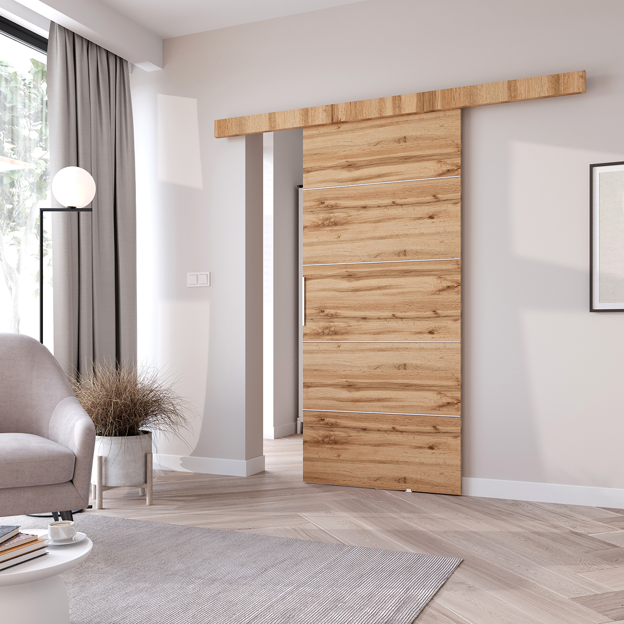 Drzwi przesuwne BARN 80 dąb wotan - obrazek 3