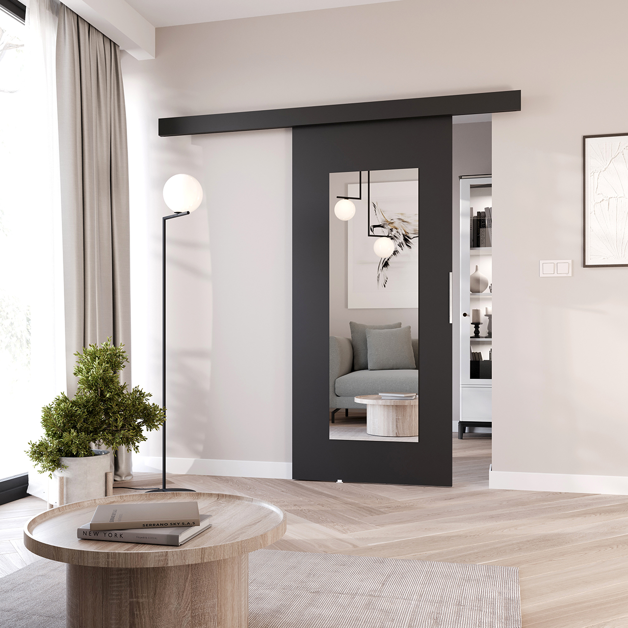 Drzwi przesuwne z lustrem ILIS 80 czarne - obrazek 3