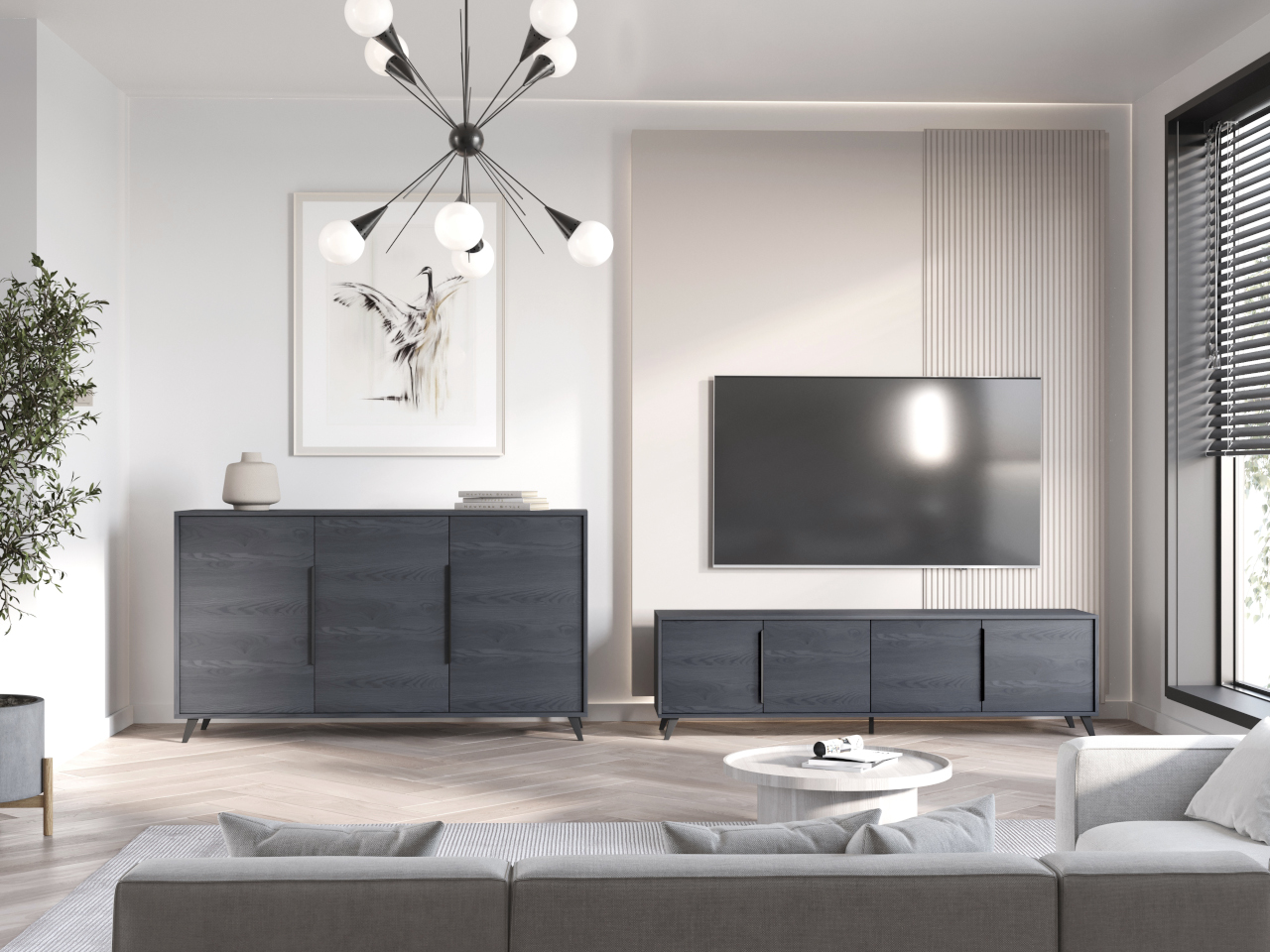 Komoda RTV stojąca ETNI 40 dąb carbon - obrazek 5