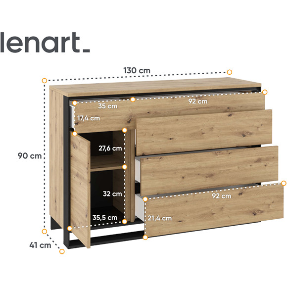 Komoda QUANT QA08 dąb artisan + czarny - obrazek 4