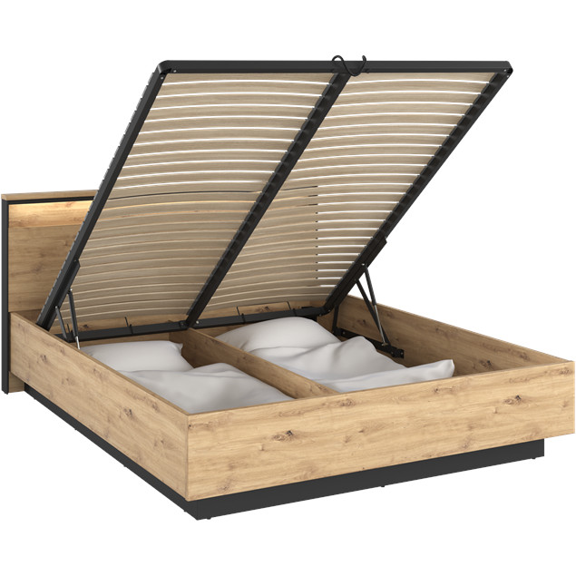 Łóżko 180x200 QUANT QS02-180 dąb artisan + czarny - obrazek 3