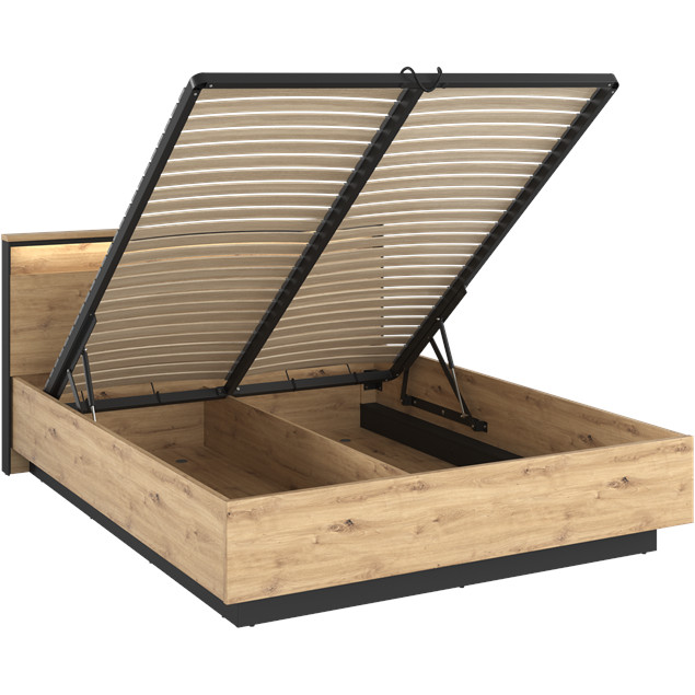 Łóżko 180x200 QUANT QS02-180 dąb artisan + czarny - obrazek 4
