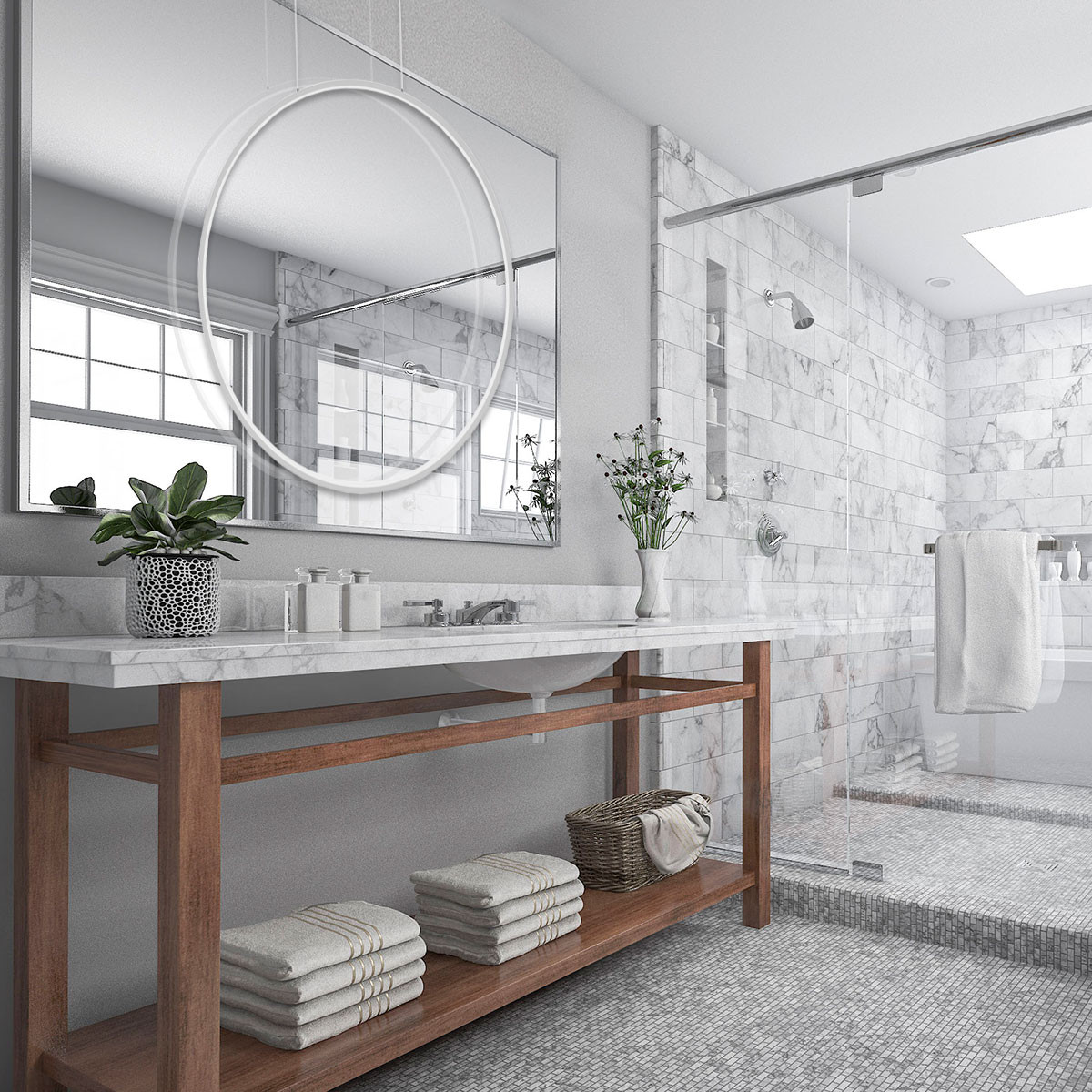 Lampa wisząca Mirror L biała IP44 LED CCT - obrazek 3