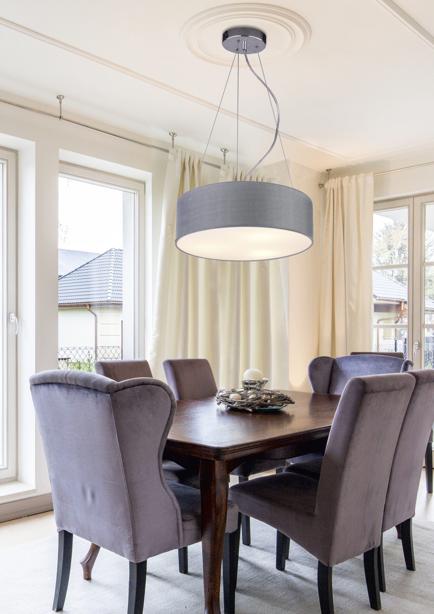 KIOTO LAMPA WISZĄCA 40 3X40W E27 JASNO SZARY - obrazek 3