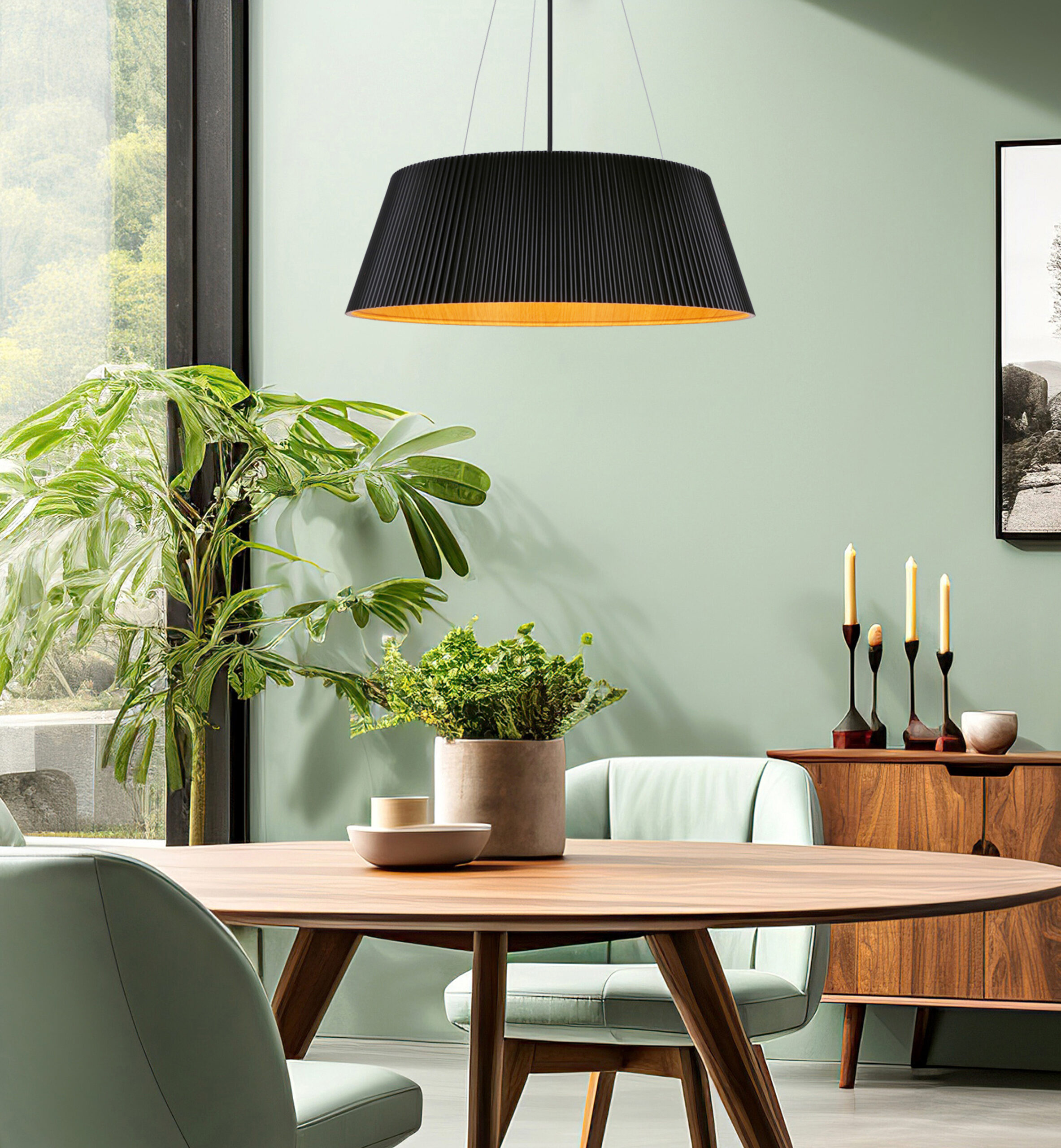 UMBRIA LAMPA WISZĄCA CZARNO DREWNIANA 1X24W LED KLOSZ BIAŁY - obrazek 3