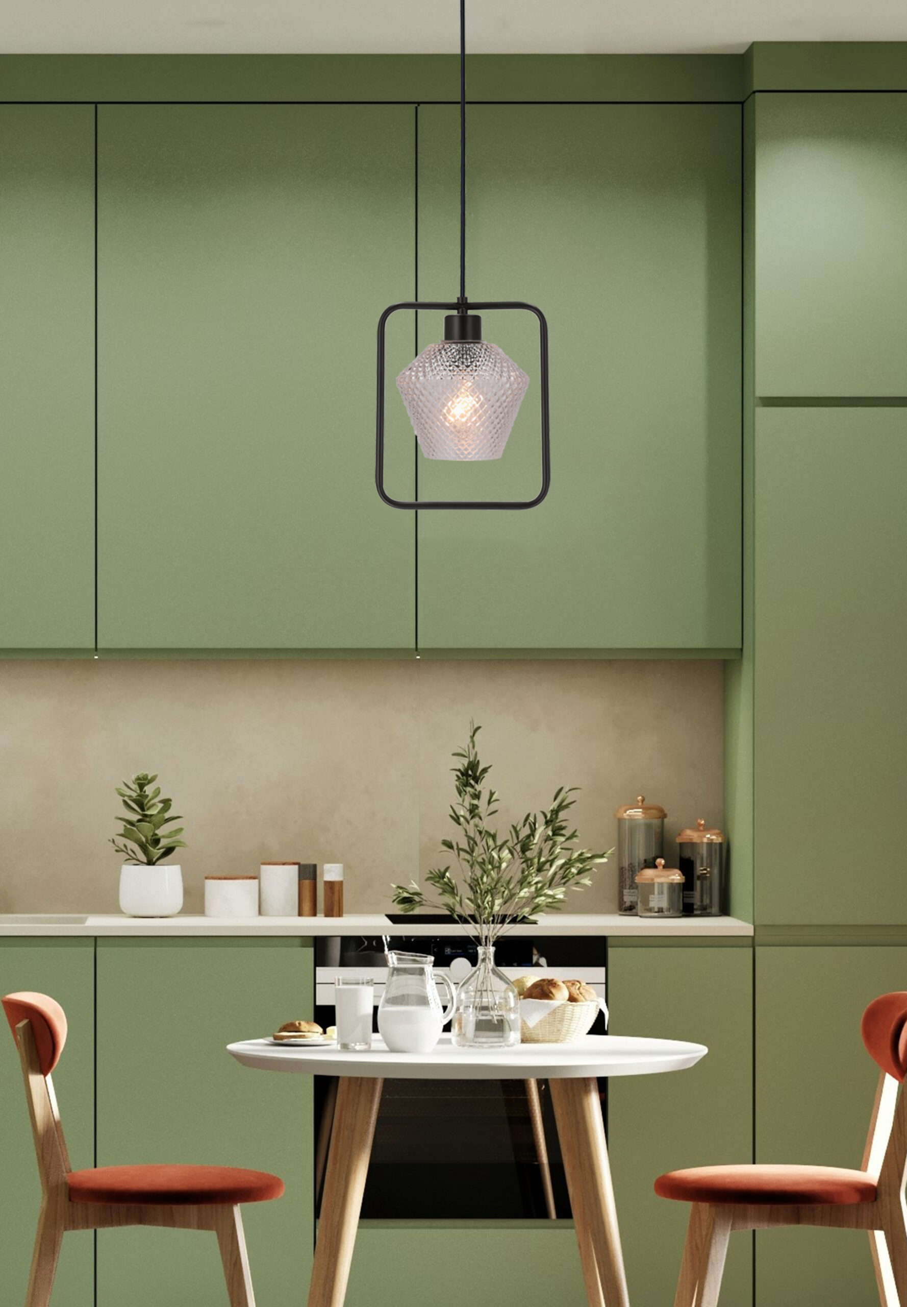 NIKO LAMPA WISZĄCA CZARNY 1X40W E27 KLOSZ BEZBARWNY KARBOWANY - obrazek 3