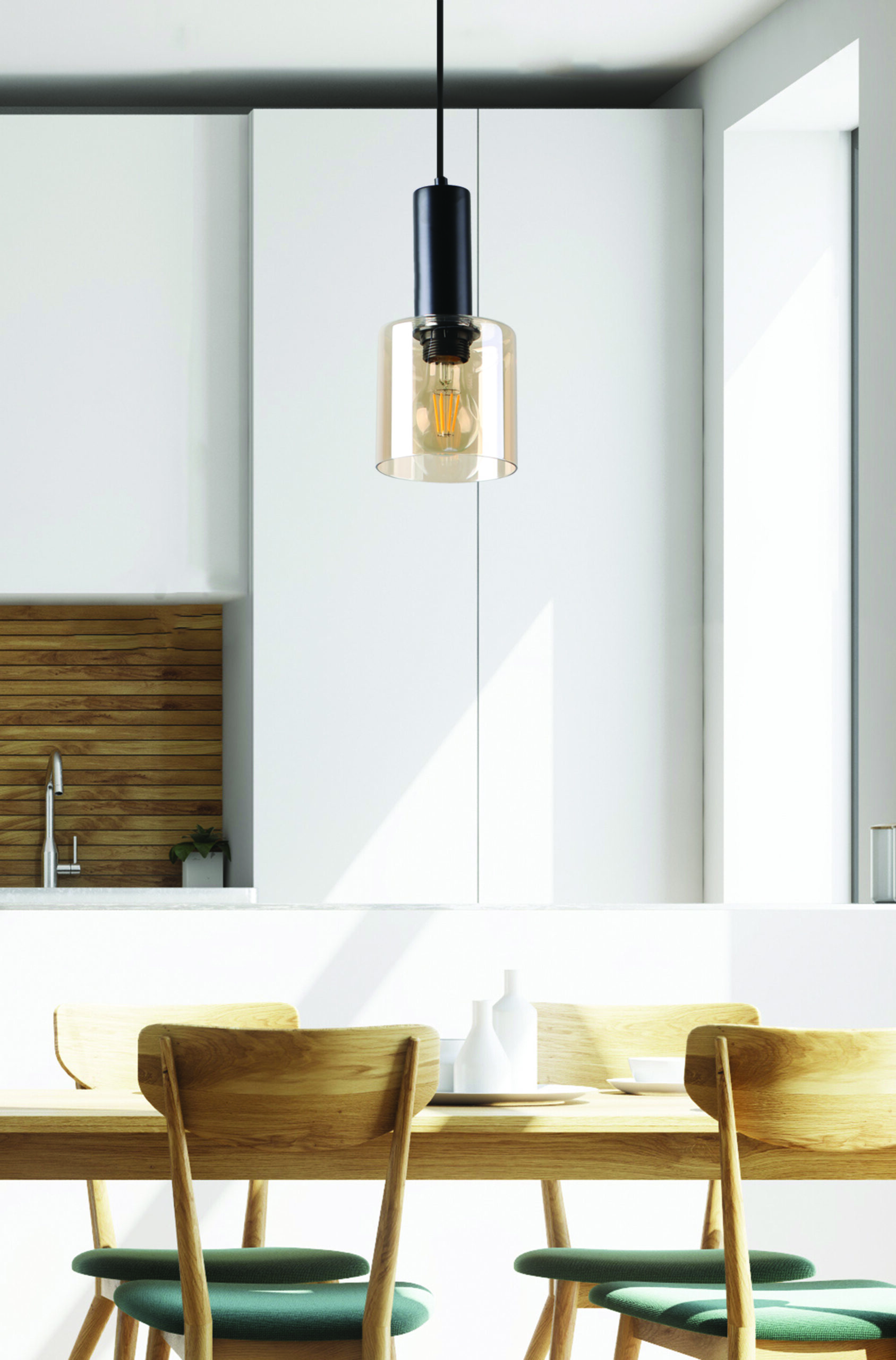 ISAR LAMPA WISZĄCA CZARNY 1X40 E27 KLOSZ BURSZTYNOWY - obrazek 3