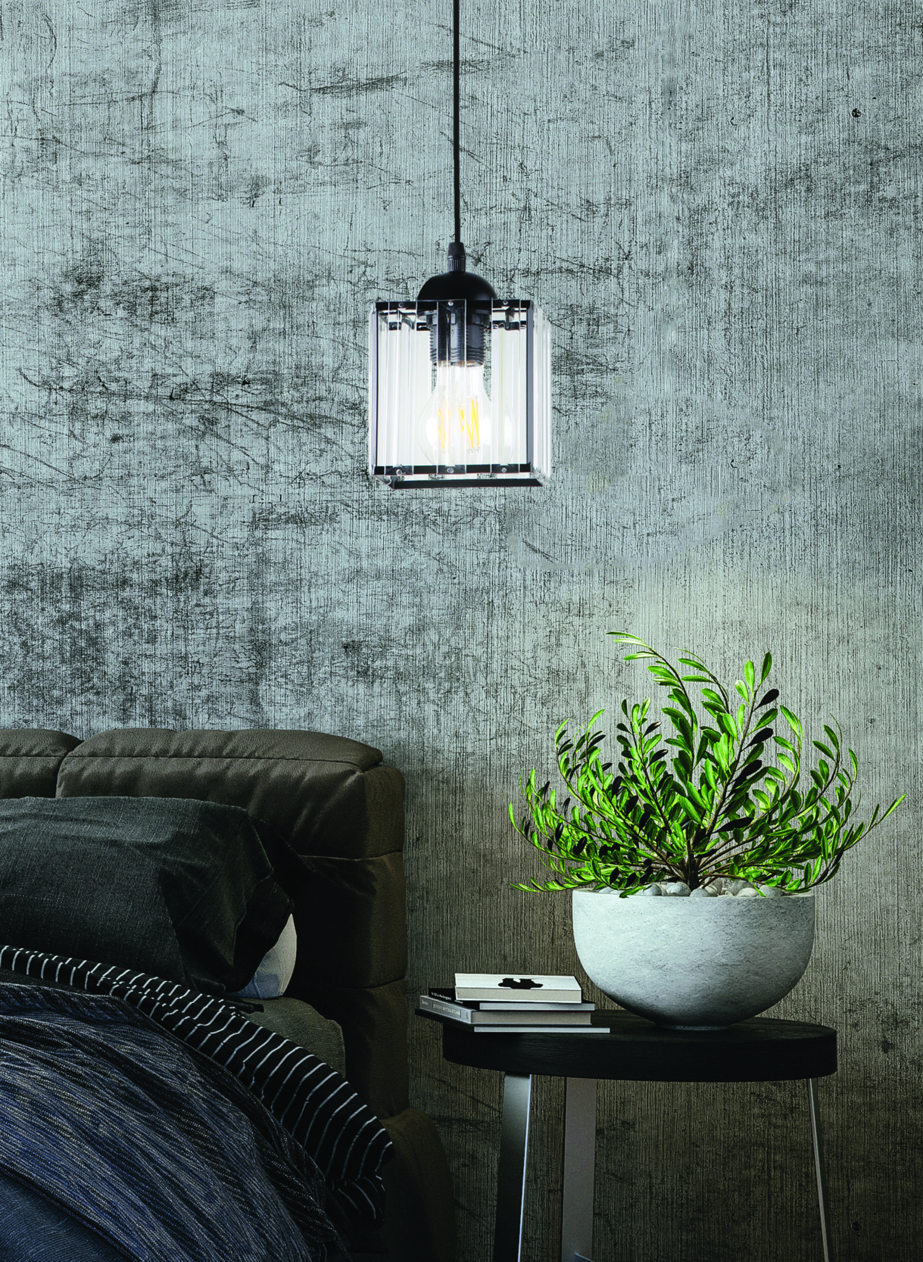 GLASSIA LAMPA WISZĄCA CZARNY 1X40 E27 KLOSZ CZARNY+KRYSZTAŁY BEZBARWNE - obrazek 3