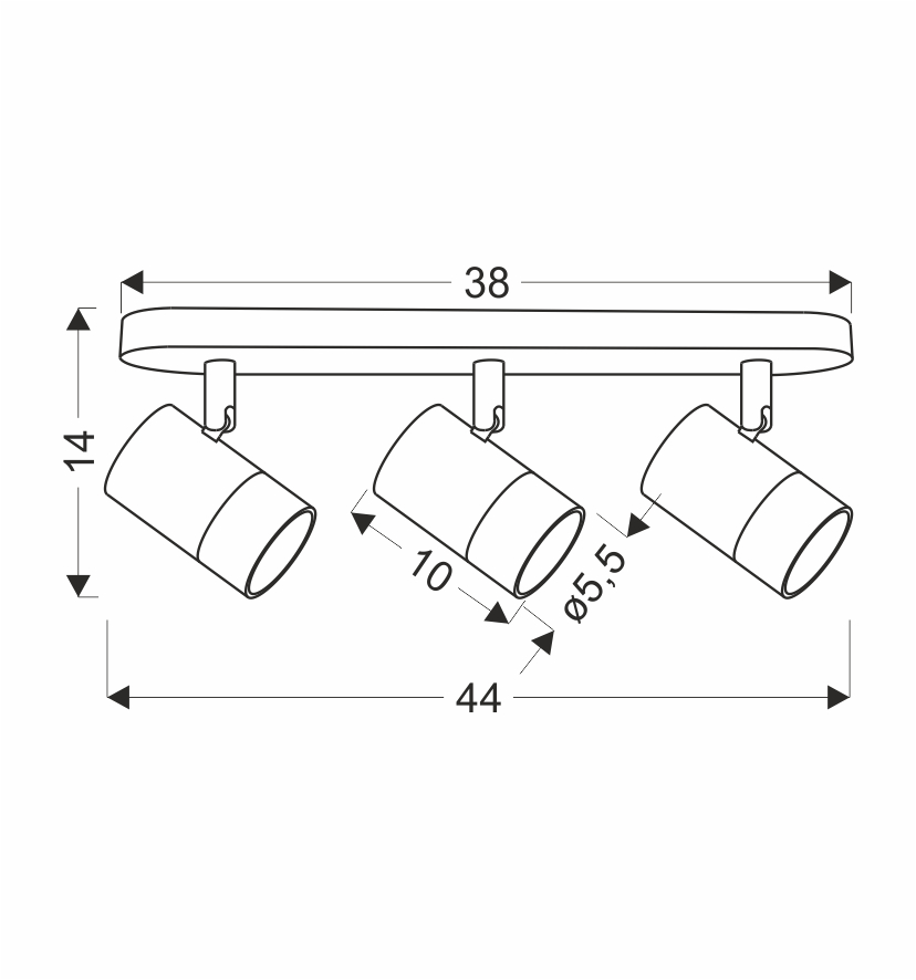 TOBI LAMPA SUFITOWA LISTWA CZARNY 3X15W GU10 KLOSZ CZARNY+ZŁOTY - obrazek 3
