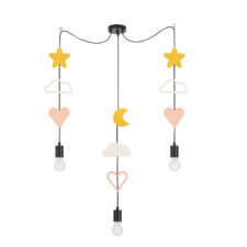 Trio hcsm p lampa wisząca czarny 3x20W E27 iq kids różowy+biały+złoty