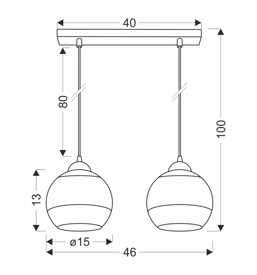 CONTESSA LAMPA WISZĄCA CZARNY 2X40 E27 KLOSZ ZŁOTY - obrazek 4