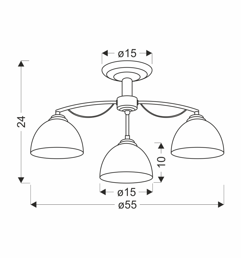 FILONA LAMPA SUFITOWA CHROMOWY 3X40 E27 KLOSZ BIAŁY - obrazek 3