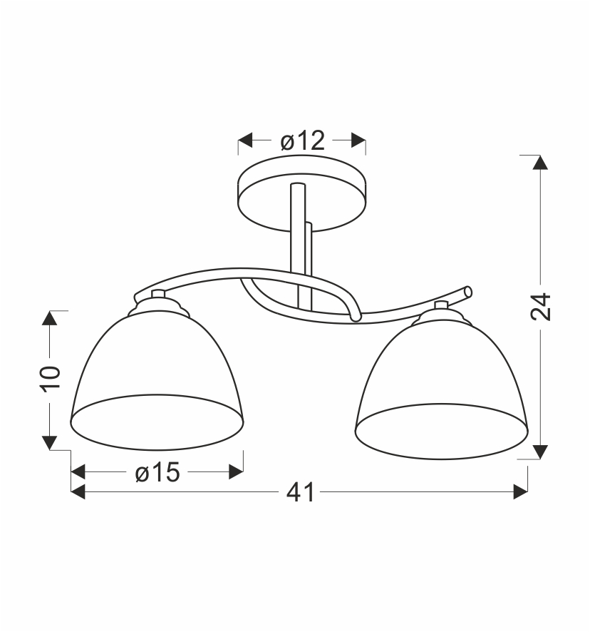 GRACJA LAMPA SUFITOWA CZARNY PERŁOWY 2X40 E27 KLOSZ BIAŁY - obrazek 3