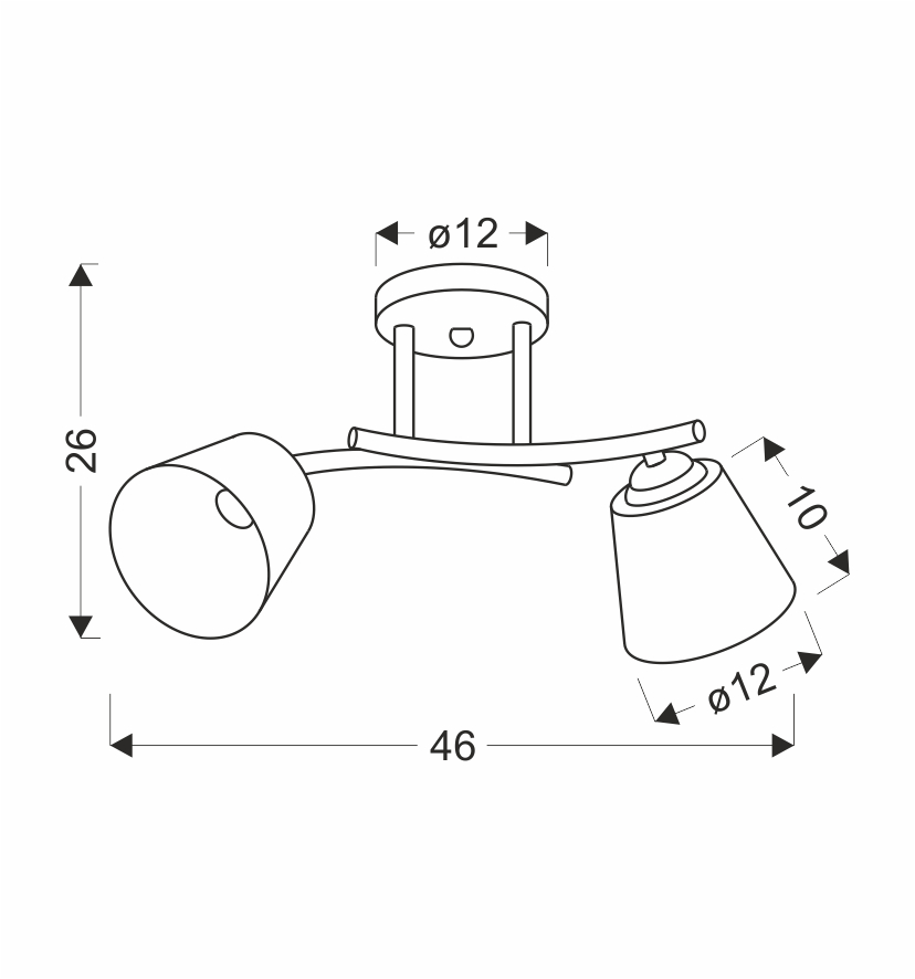 GRECO LAMPA SUFITOWA CZARNY+ZŁOTY 2X40 E27 KLOSZ BIAŁY - obrazek 4