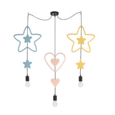 Trio shs p lampa wisząca czarny 3x20W E27 iq kids złoty+różowy+niebieski