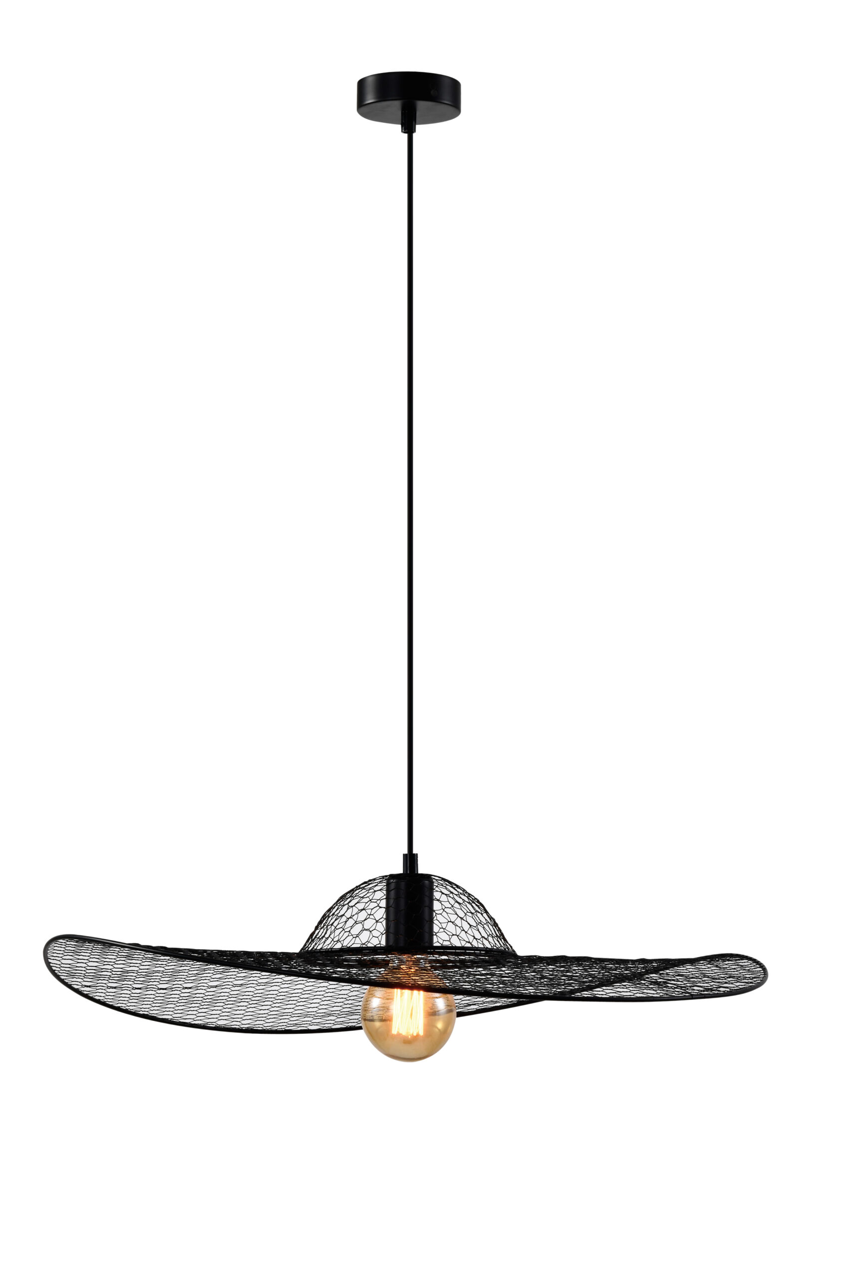 Lampa wisząca DECO designerska – czarny klosz kapelusz – nowoczesne oświetlenie salonu i sypialni E27