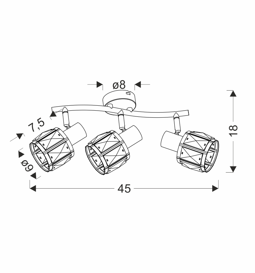 Dubai lampa sufitowa listwa czarny 3x40W E14 klosz różowy złoty kryszt transp - obrazek 3