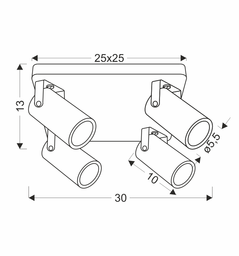 Gary lampa sufitowa plafon czarny 4x15W GU10 klosz czarny - obrazek 3