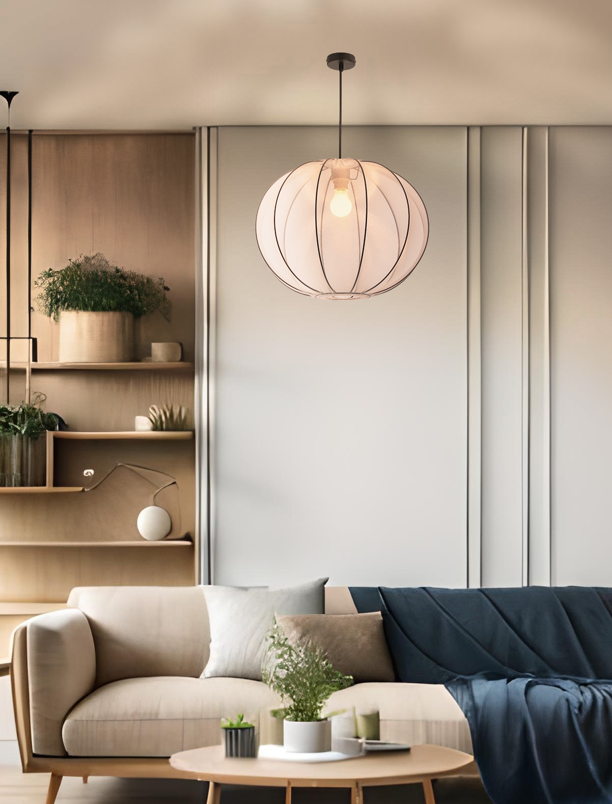 MELLOW lampa wisząca czarny 1x40W E27 abażur mist 52 biały kula - obrazek 3