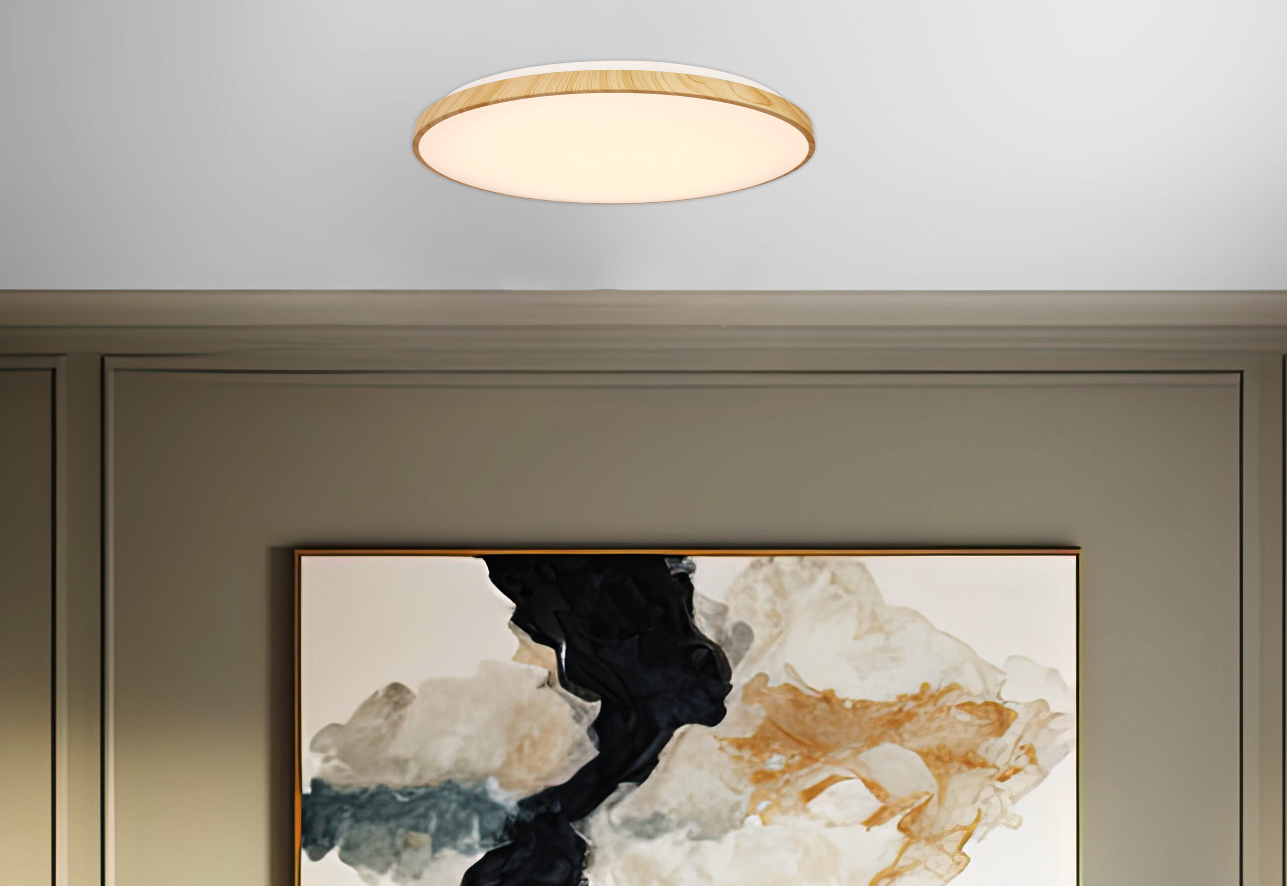 TENS lampa sufitowa plafon drew. 48W LED 3000/4000/6000K 59cm klosz biały, pilot - obrazek 4