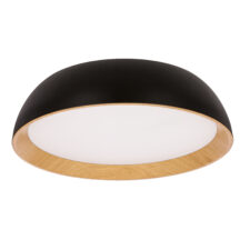 Calabria lampa sufitowa plafon czarno drewniany 24W LED 40x32 cm klosz biały