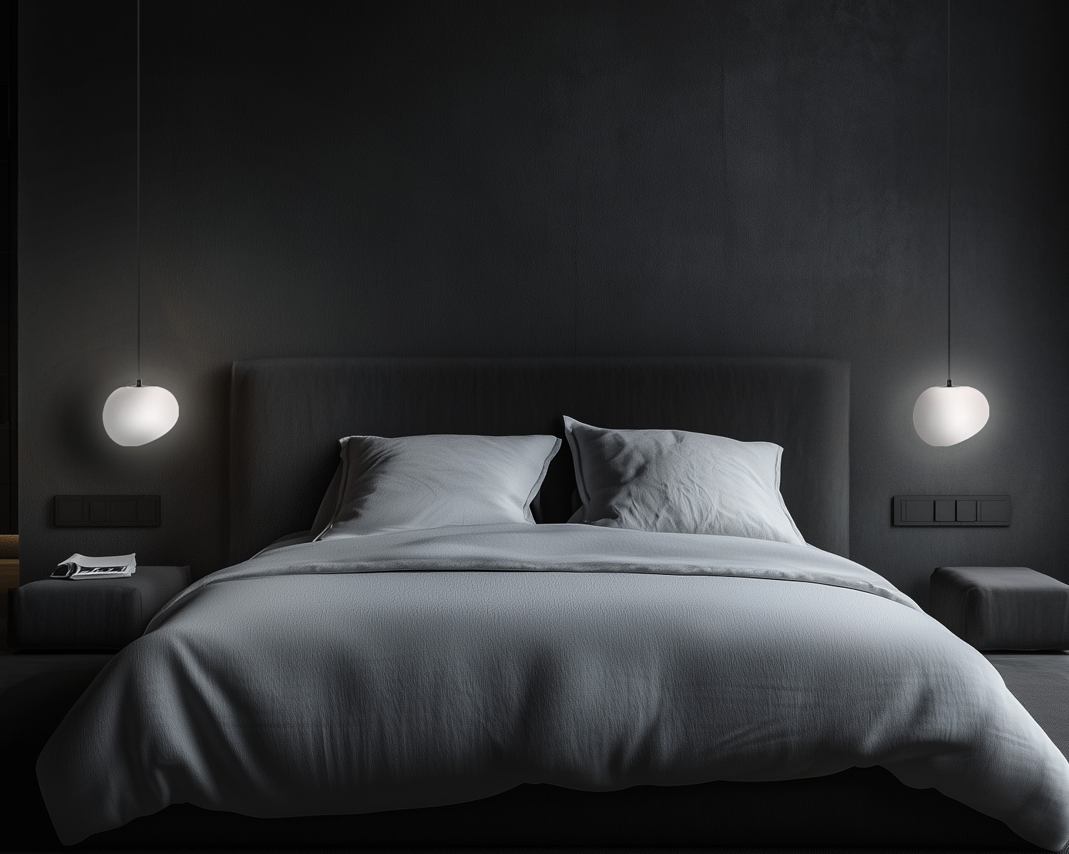 Lampa wisząca STONES 20 cm w stylu Japandi - z białym kloszem inspirowanym kamieniem - minimalistyczne oświetlenie sufitowe do salonu E27 - obrazek 4