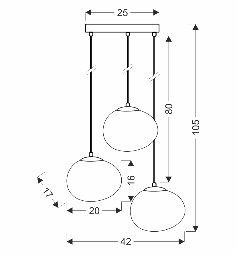 Lampa wisząca STONES w stylu Japandi - okrągła podstawa z kloszami 20 cm w kształcie kamienia - nowoczesne oświetlenie salonu 3x E27 - obrazek 5