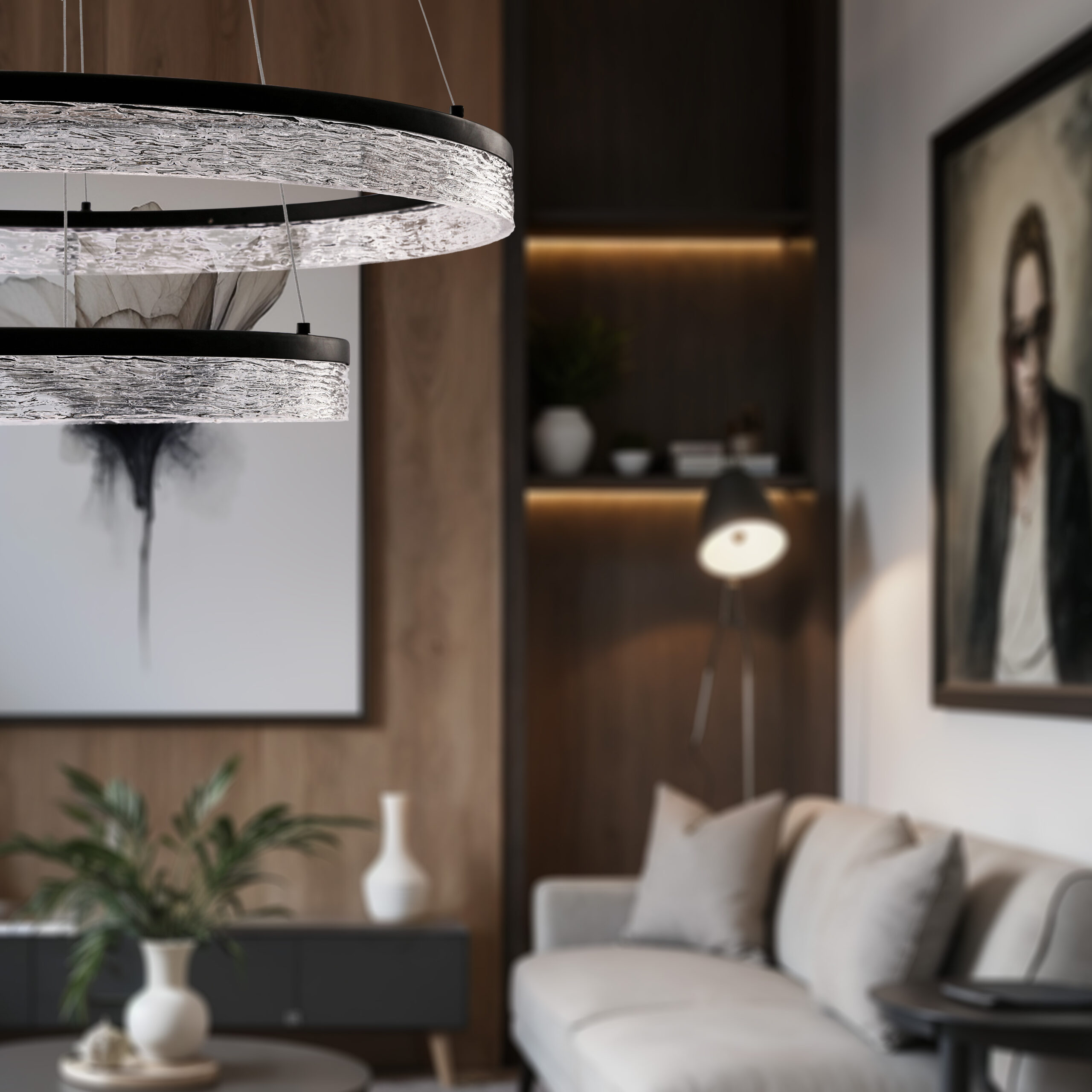 Lampa wisząca FROZI w stylu glamour – czarny klosz z kryształkami – nowoczesny żyrandol LED do luksusowego salonu - obrazek 4