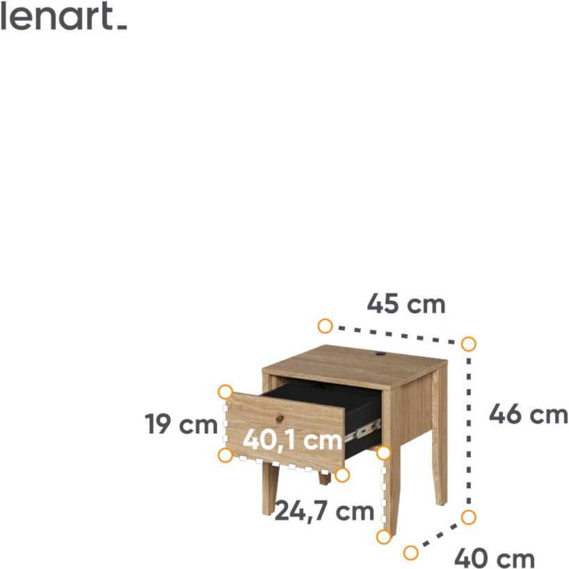 Szafka nocna z ładowarką COZY CZ05 dąb olejowany - obrazek 5