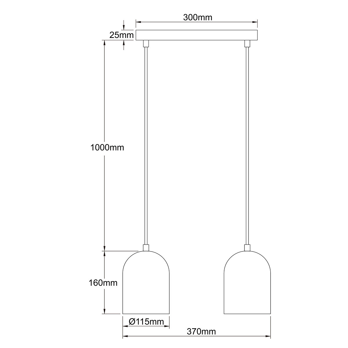 Metalowa lampa wisząca Nilo czarna 2xGU10 - obrazek 6