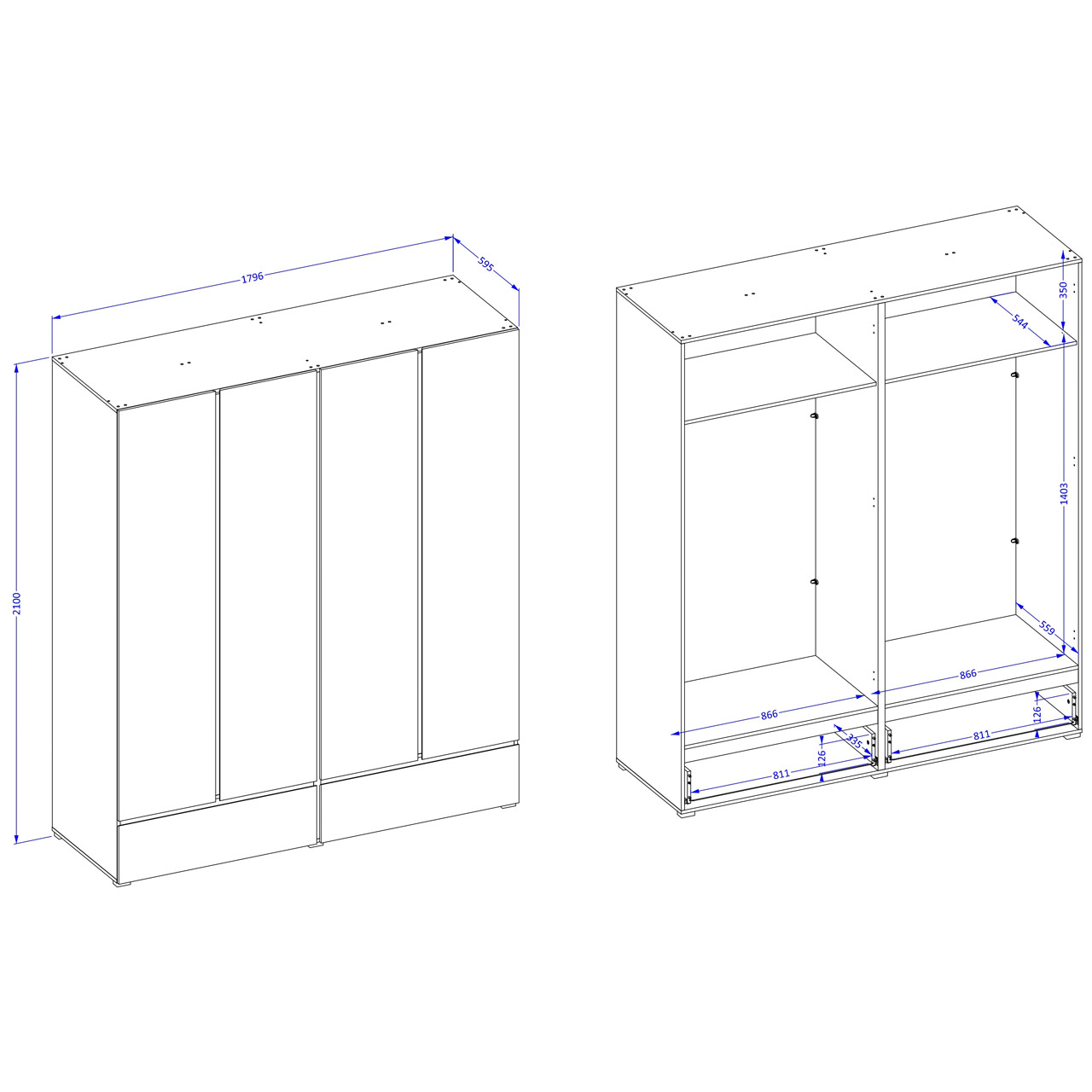 Szafa uchylna z szufladami CROSI 20 biały / czarny - obrazek 4