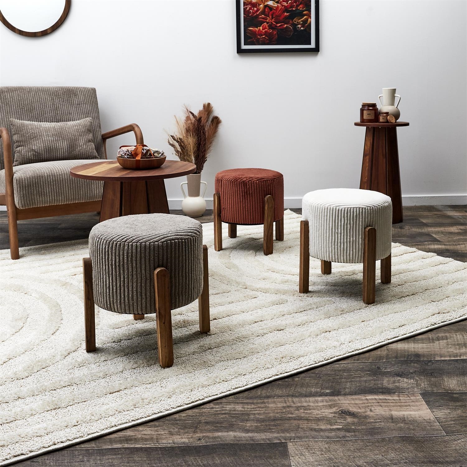 Stołek Scott brązowy sztruksowy - obrazek 7