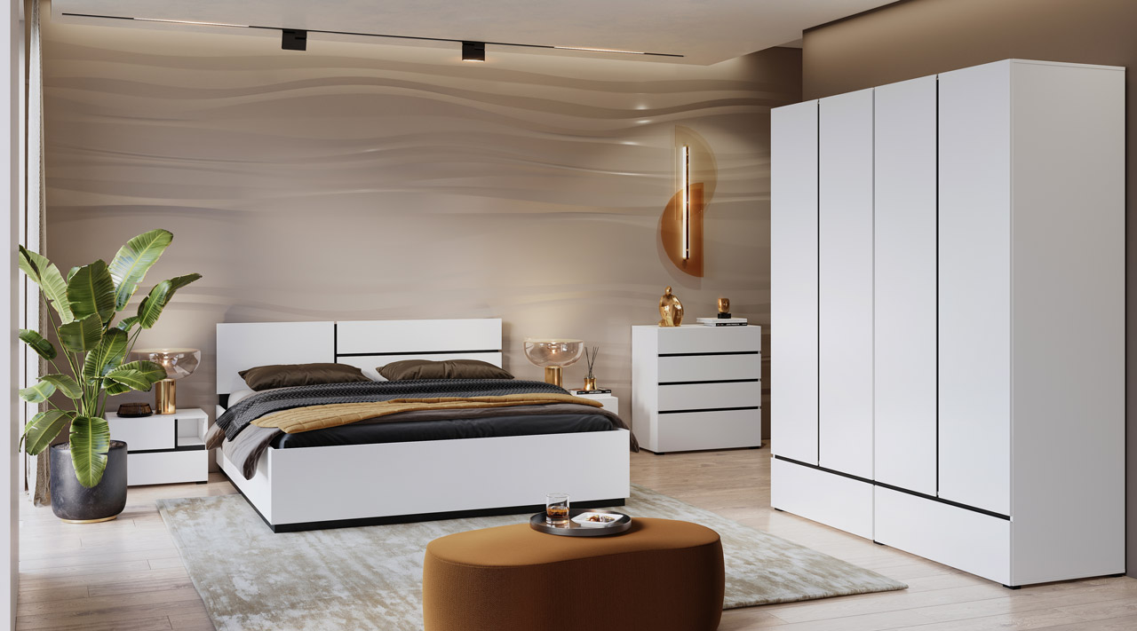 Szafa uchylna z szufladami CROSI 20 biały / czarny - obrazek 6