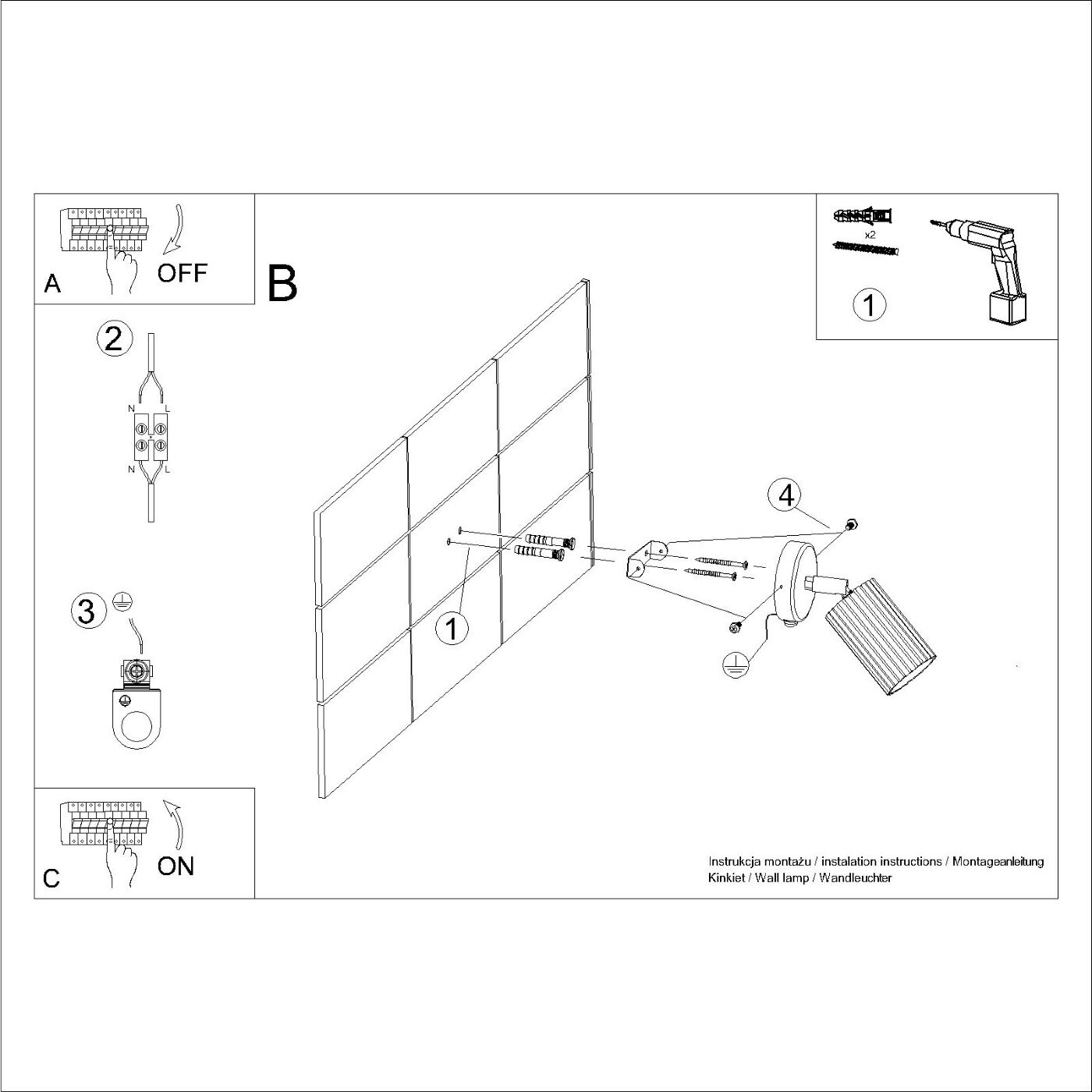 Kinkiet KARBON ochra czerwona z włącznikiem - obrazek 9