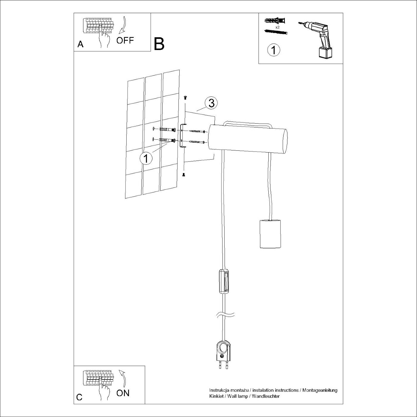 Kinkiet NIMBI E27 z włącznikiem - obrazek 12