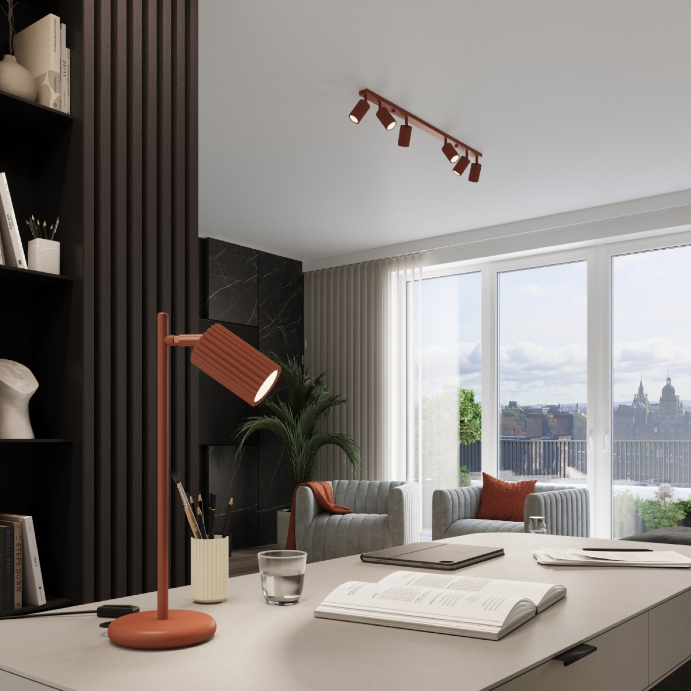 Lampa wisząca KARBON 2 ochra czerwona - obrazek 12