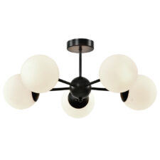 Calari lampa wisząca 5x40W E14 czarna z białymi kloszami elegancka klasyczna oprawa oświetleniowa do salonu jadalni kuchni sypialni styl retro