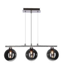 SOMUL lampa wisząca 3x20W G9 chrom klosze szklane 12 cm grafitowe nowoczesna elegancka oprawa oświetleniowa salon jadalnia kuchnia