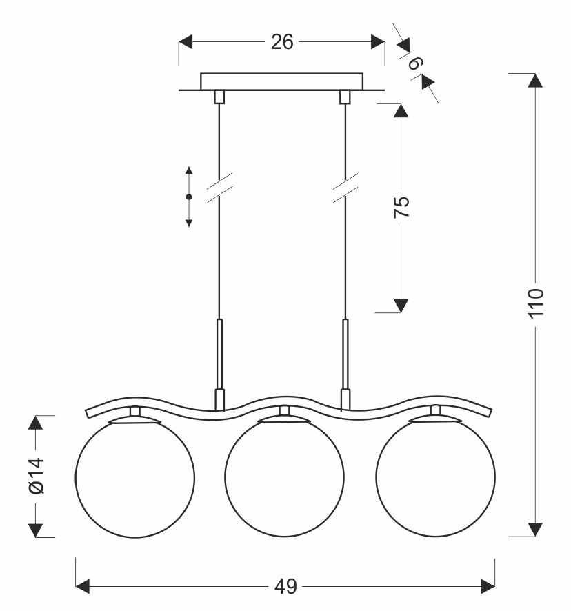 LUMOS lampa wisząca 3x20W G9 chrom klosze szklane 14 cm grafitowe nowoczesna elegancka oprawa oświetleniowa salon jadalnia kuchnia glamour - obrazek 3