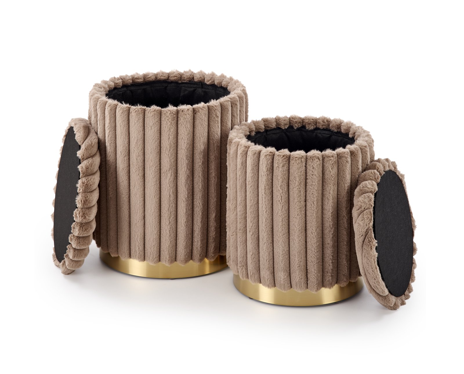 FIDO zestaw 2 puf, cappuccino / złoty - obrazek 3