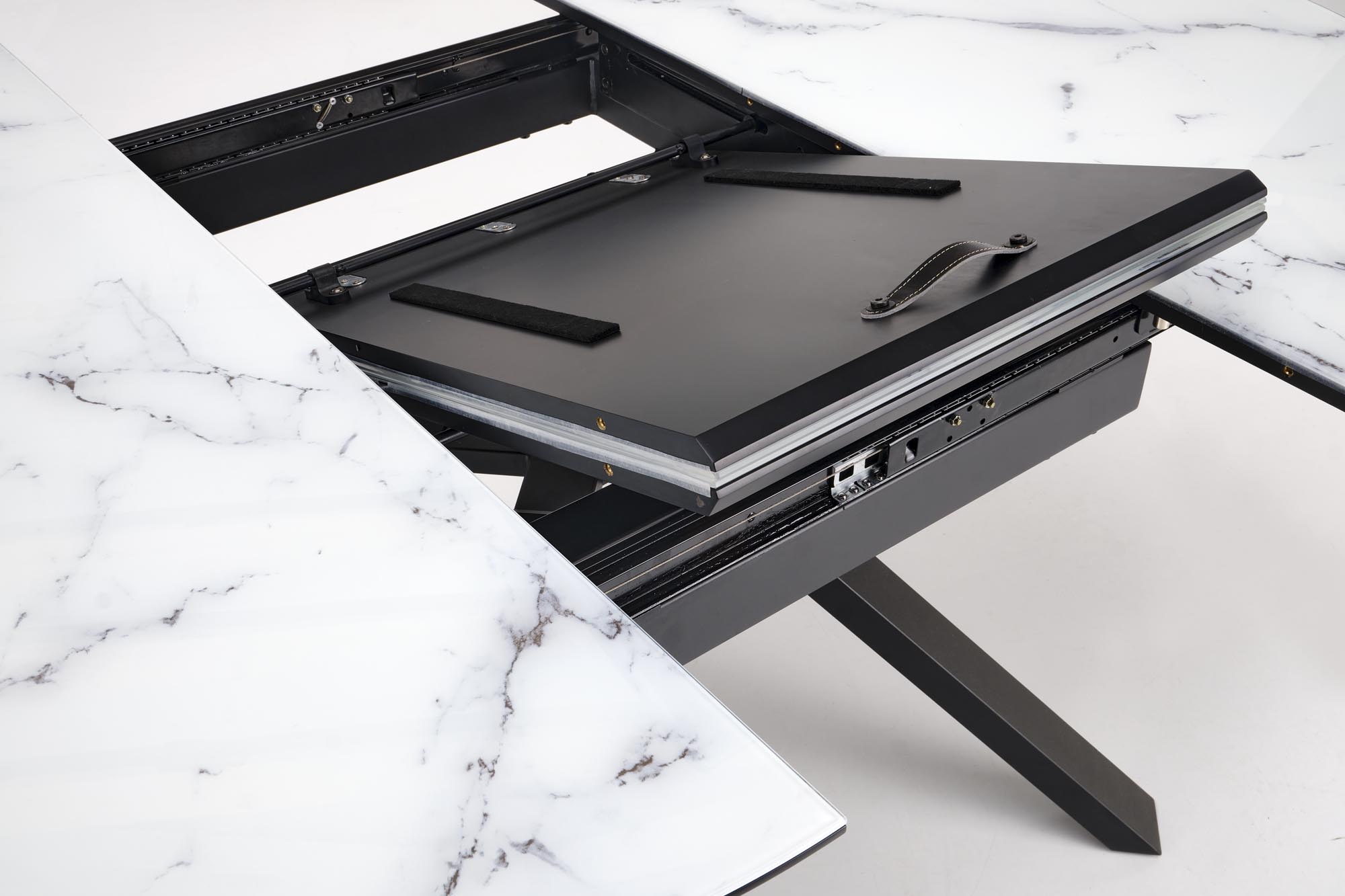 VERTIGO stół rozkładany, blat - biały marmur, nogi - czarny - obrazek 13