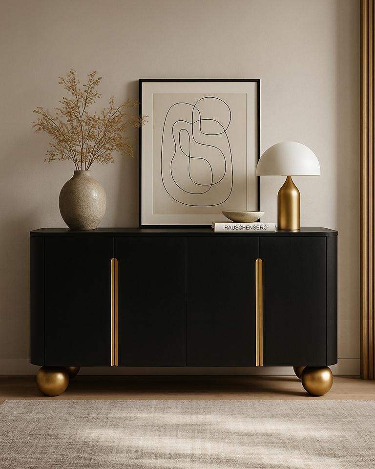 MaMaison komoda ORGANIC czarna / złota / drewno - obrazek 5