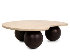 MaMaison stolik kawowy ORGANIC trawertyn / drewno