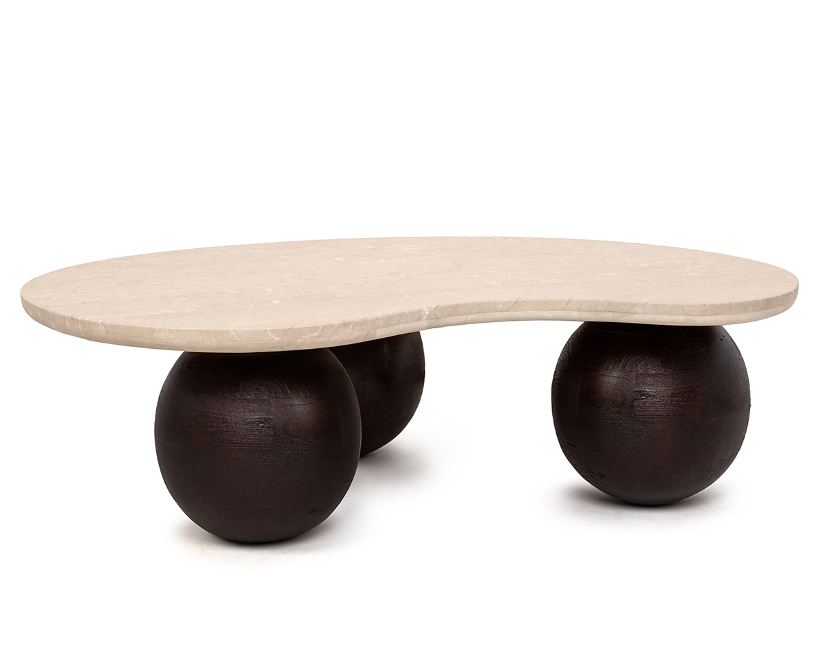 MaMaison stolik kawowy ORGANIC trawertyn / drewno - obrazek 3