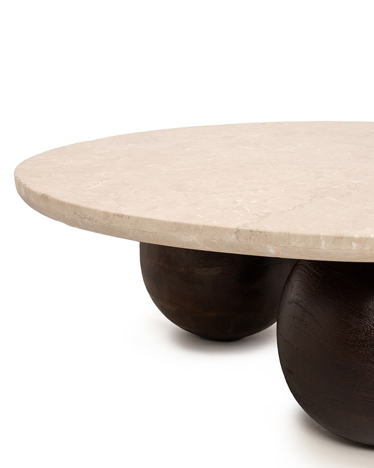 MaMaison stolik kawowy ORGANIC trawertyn / drewno - obrazek 4