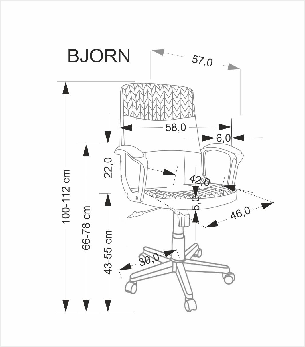 BJORN fotel obrotowy czarno-popielaty - obrazek 5